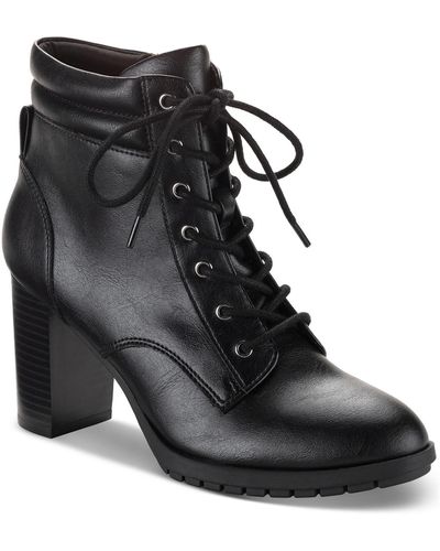 Style & Co. Laurellee Faux Leather Zipper Combat & Lace-up Boots - Brown