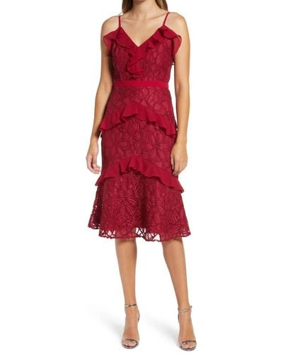 Adelyn Rae Lace Dress - Red