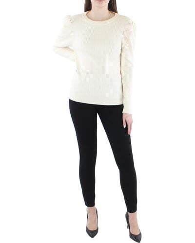 Cliche Causal Ribbed Pullover Top - White