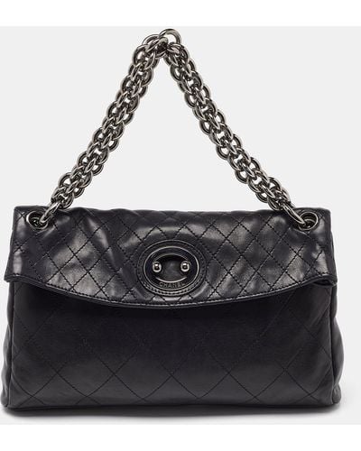 Chanel Quilted Leather Bijoux Ring Chain Hobo - Black