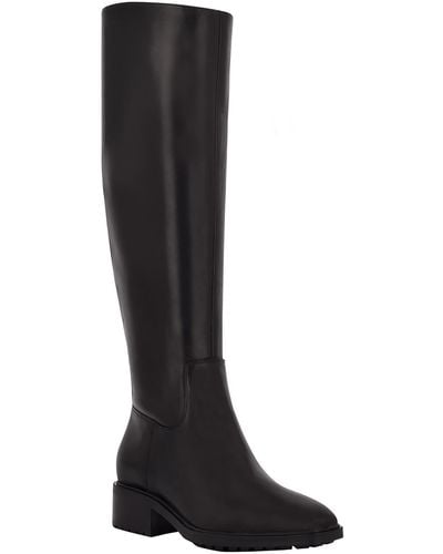 Calvin Klein Botina Leather Zipper Knee-high Boots - Black