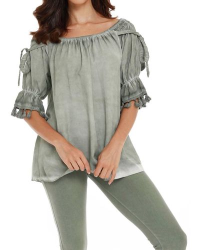 French Kyss Leanne Off The Shoulder Top - Green