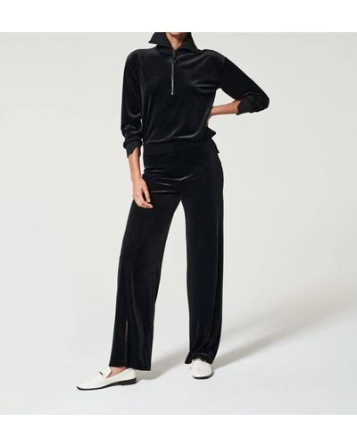 Spanx Velvet Half Zip Pullover Sweater - Black