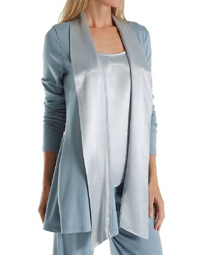 PJ Harlow Shelby Satin Trimmed Robe - Blue
