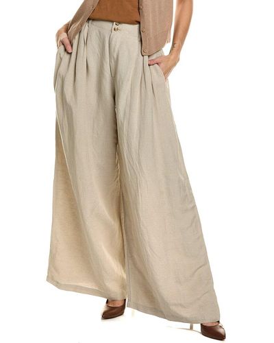 Madewell Pleated Linen-blend Superwide Leg Pant - Natural