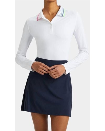 G/FORE Rib Pleated Contrast Collar Silky Tech Nylon Long Sleeve Polo - White
