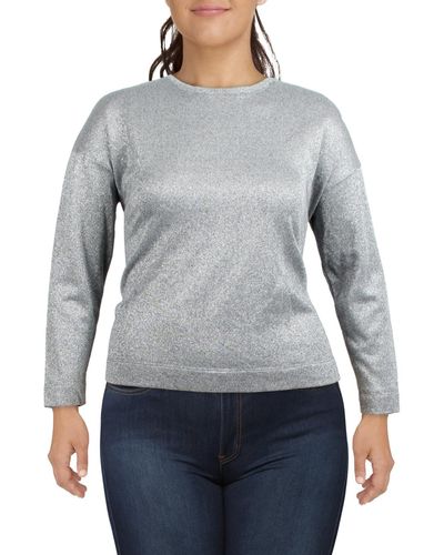Anne Klein Metallic Comfy Sweatshirt - Gray
