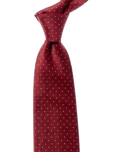 Tie Bar The Rivington Dots Silk & Linen-blend Tie - Red