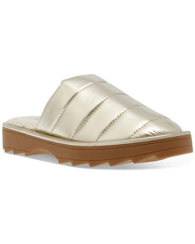 Steve Madden Quilted Faux Fur Lined Slide Slippers - White