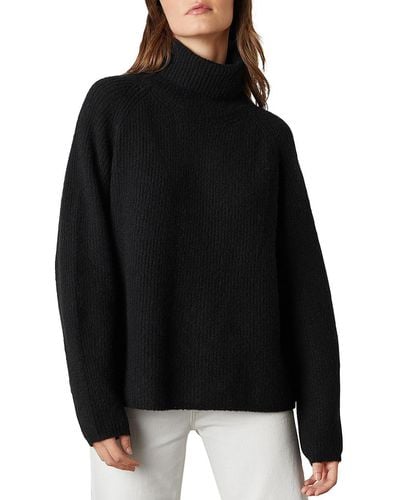 Velvet By Graham & Spencer Judith Wool Blend Ribbed Knit Turtleneck Sweater - Black