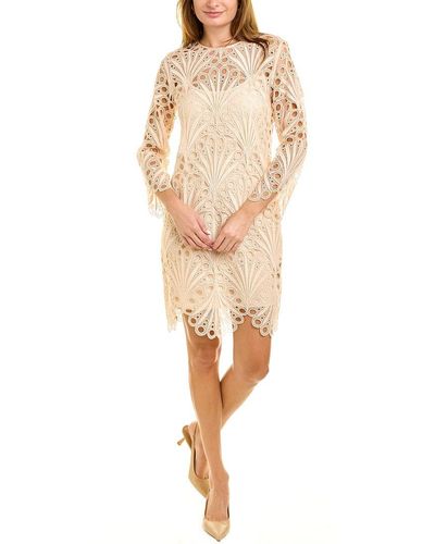 Tahari Scallop Lace Mini Dress - Natural
