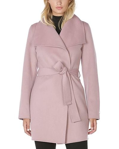 Elie Tahari Wool Wrap Belted Jacket Coat - Pink
