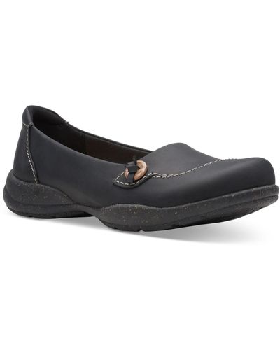 Clarks Roseville Leather Suede Flatform Sandals - Black