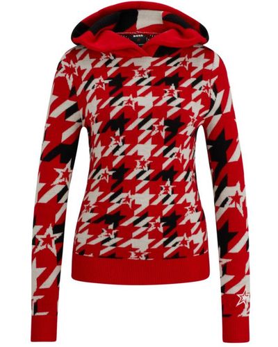 BOSS X Perfect Moment Houndstooth Hoodie - Red