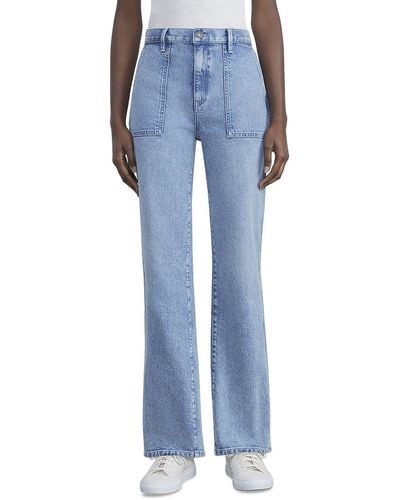 Lafayette 148 New York Pocket High Rise Straight Leg Jeans - Blue