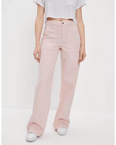 American Eagle Outfitters Ae Stretch Super High-waisted baggy Wide-leg Pant - Pink