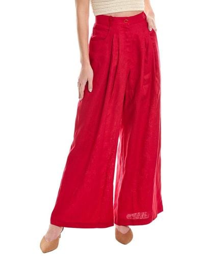 FARM Rio High-waist Linen Pant - Red