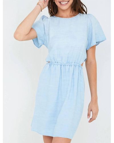 Bella Dahl Short Sleeve Cut Out Dress - Blue