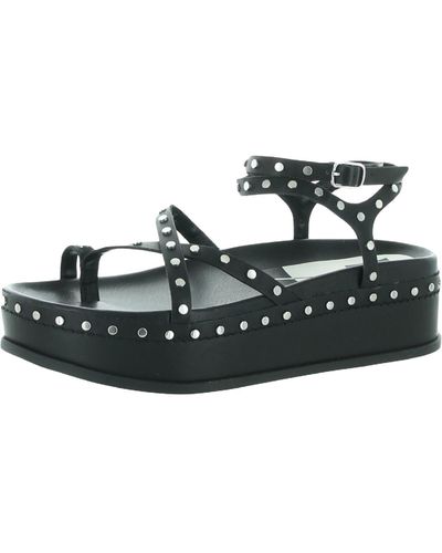 Dolce Vita Welma Leather Ankle Strap Flatform Sandals - Black