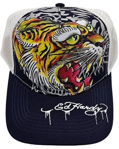 Ed Hardy Screaming Tiger Hat - Blue