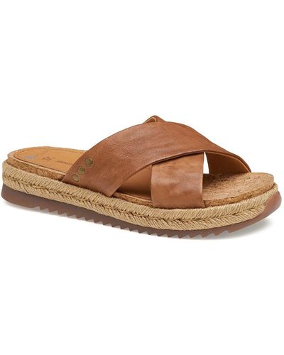 Johnston & Murphy Michelle Leather Criss-cross Slide Sandals - Brown