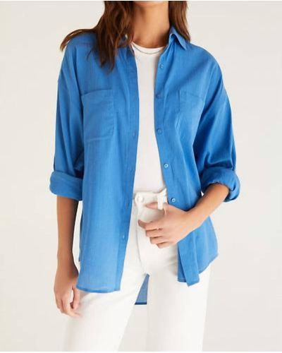 Z Supply Lalo Gauze Button Up Top - Blue