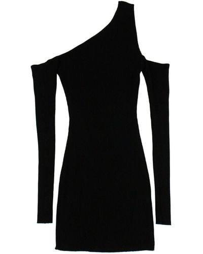 Amiri Off Shoulder Rib Knit Mini Dress - Black