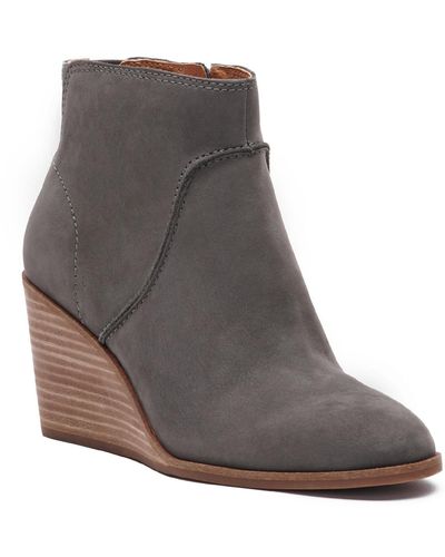 Lucky Brand Zanta Nubuck Wedge Ankle Boots - Brown