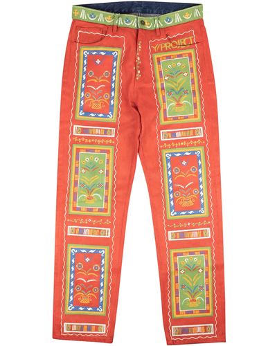 Y. Project Print Hand Painted Multi Denim Jeans - Red