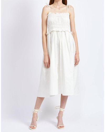En Saison Cotton Poplin Midi Dress - White