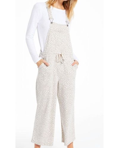 Z Supply Tonal Cinched Waist Overalls - White