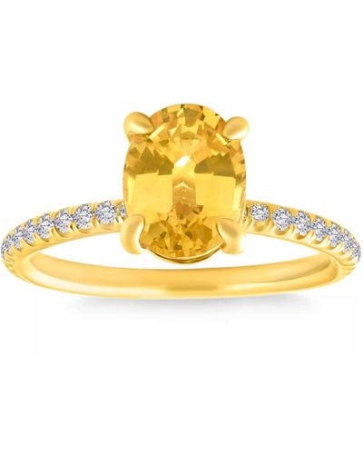 Pompeii3 2 3/4ct Oval Yellow Sapphire & Diamond Ring 14k Yellow Gold Lab Grown - Metallic