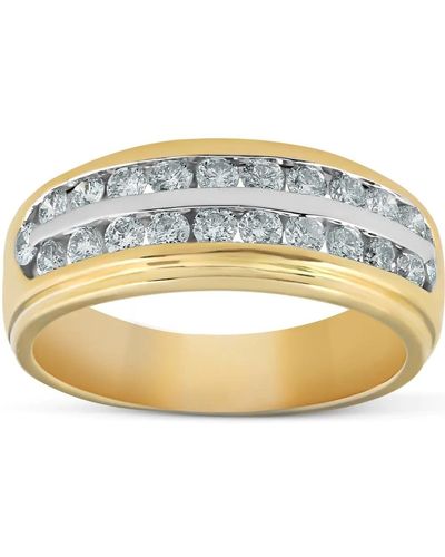 Pompeii3 1 Ct Diamond Double Row Wedding Ring - Metallic