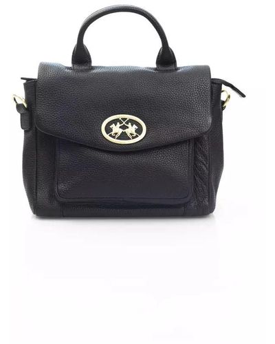 La Martina Elegant Leather Crossbody Bag - Black