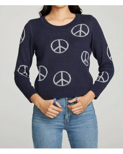 Chaser Brand All Over Peace Sweater - Blue