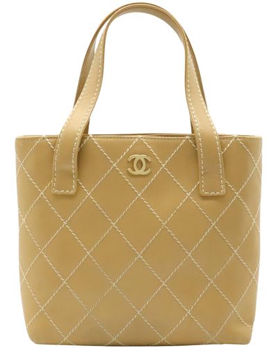 Chanel Wild Stitch Leather Tote Bag (pre-owned) - Yellow