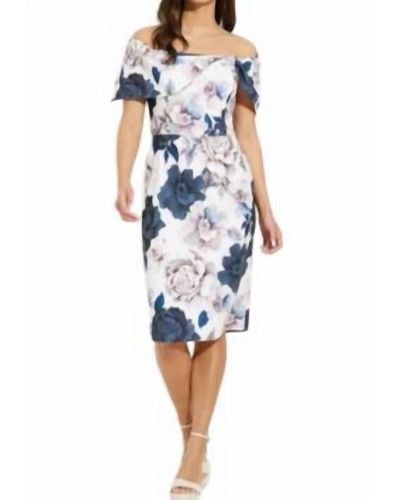 Joseph Ribkoff Floral Off The Shoulder Dress - Blue