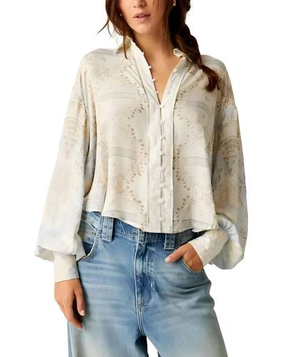 Free People Virgo Baby Button Down Blouse In Blue Combo - Multicolor