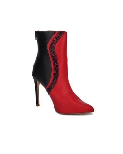 MKF Collection by Mia K Celeste Ankle Boot With Thin Heel - Red