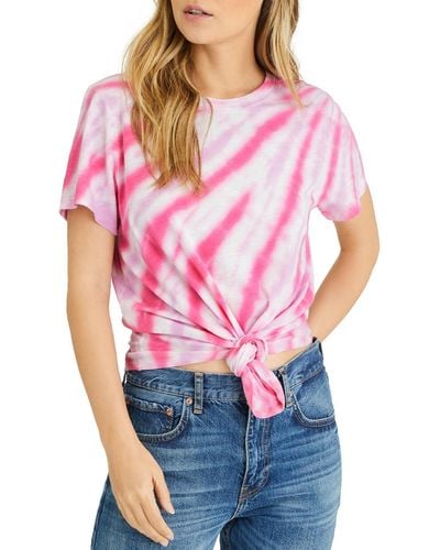 Sanctuary Perfect Knot Tie-dye Knotted Pullover Top - Red