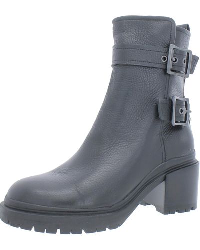 Naturalizer Trina Leather Block Heel Motorcycle Boots - Gray