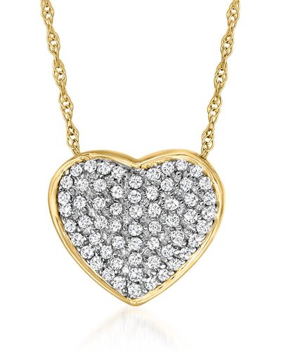 Ross-Simons Diamond Heart Pendant Necklace - Pink