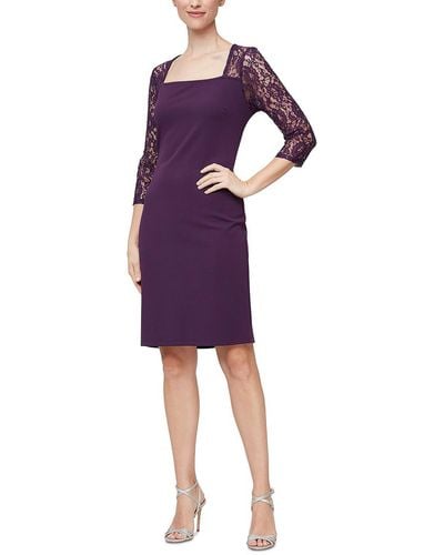 SLNY Lace Mini Sheath Dress - Purple