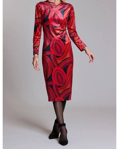 tyler boe Dana Midi Paisley Dress In Paisley Multi - Red