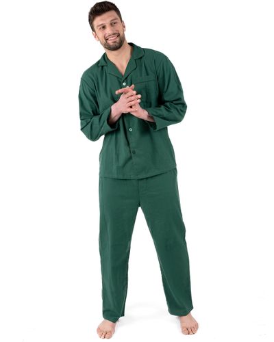 Leveret Two Piece Flannel Pajamas - Green