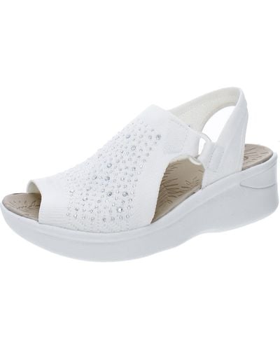 Bzees Star Bright Metallic Embellished Wedge Sandals - White