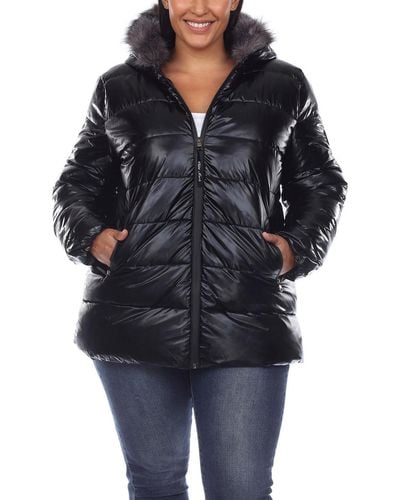 White Mark Plus Faux Fur Cold Weather Puffer Jacket - Black