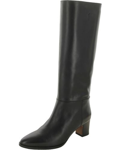 Polo Ralph Lauren Faux Leather Pull On Knee-high Boots - Black