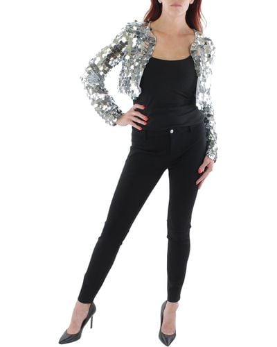 Kensie Sequined Crop Bolero - Black