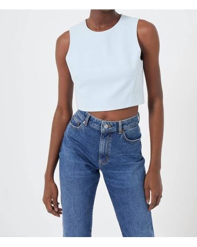 French Connection Whisper Sleeveless Crop Top - Blue